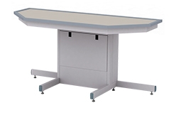 Шкаф-стол приставной ШСЛ-02.2, глубина 750, для работы стоя, с тумбой из ДСП, химически стойкий пластик