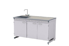 Стол-мойка одинарная СМЛ-02.1, глубина 750, раковина полимерный композит, бесшовный керамогранит